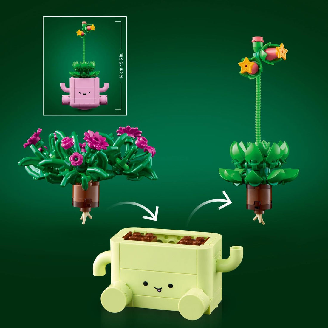 LEGO Botanicals Schaukelnde Pflanzen - Set mit Kunstblumen - mit 2 Kunstpflanzen &amp; 2 pastellfarbenen Blumentöpfen für Schlafzimmer Deko - DIY Geschenkidee für Mädchen ab 9 Jahren &amp; Erwachsene - 11506