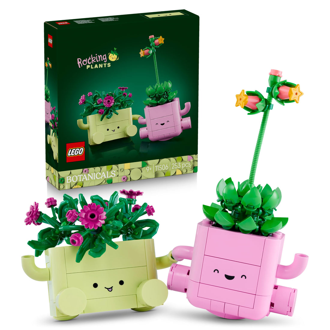 LEGO Botanicals Schaukelnde Pflanzen - Set mit Kunstblumen - mit 2 Kunstpflanzen &amp; 2 pastellfarbenen Blumentöpfen für Schlafzimmer Deko - DIY Geschenkidee für Mädchen ab 9 Jahren &amp; Erwachsene - 11506